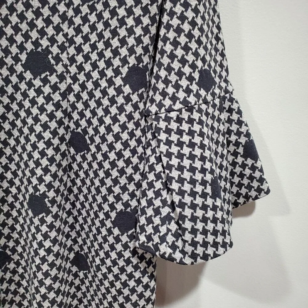 Talbots Womens Black Gray Polka Dot 3/4 Bell Sleeve Sheath Dress NWT Sz 6